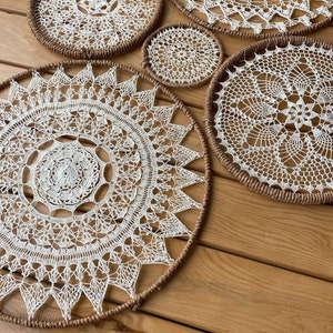 5 PCS Macrame Crochet Wall Decor, Boho Lace Set, Macrame Wall Art, Wall