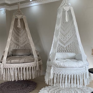 Hanging chair, Macrame swing, hängesessel, Swing chair, Macrame swing chair, hanging chair indoor, chair hanging indoor hammock, chair swing image 1