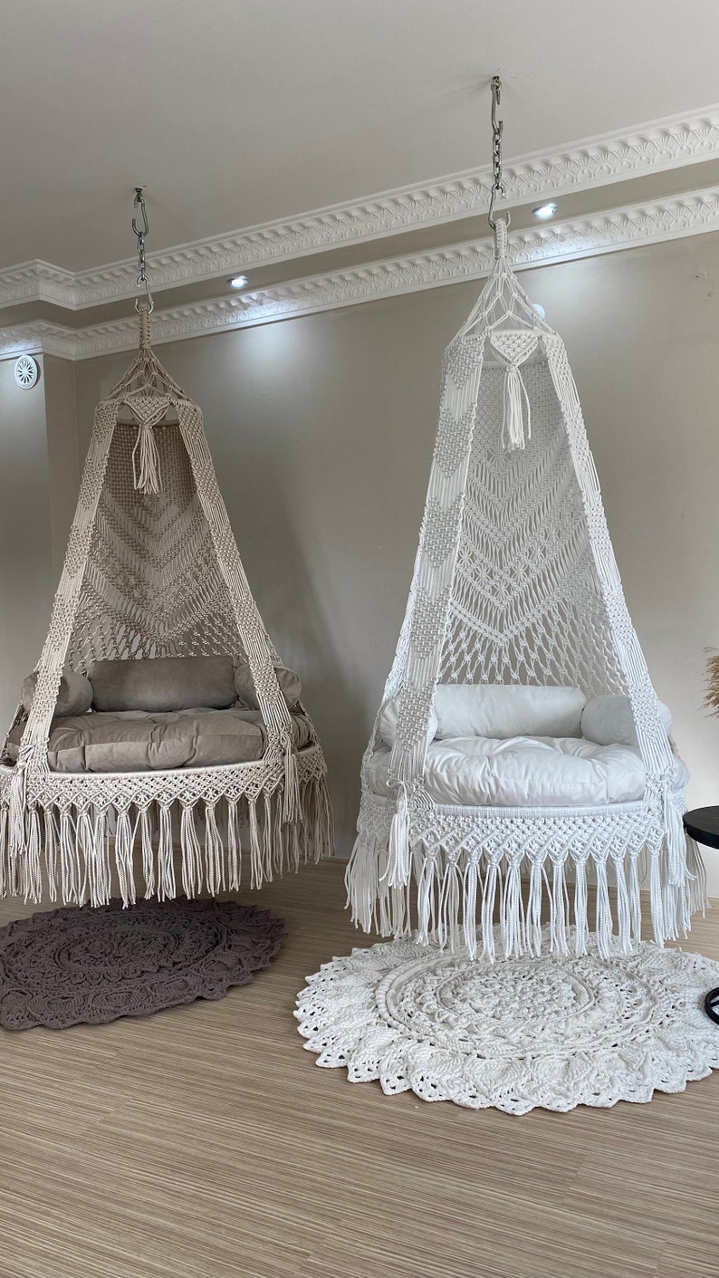 Hanging chair, Macrame swing, hängesessel, Swing chair, Macrame swing chair, hanging chair indoor, chair hanging indoor hammock, chair swing image 1