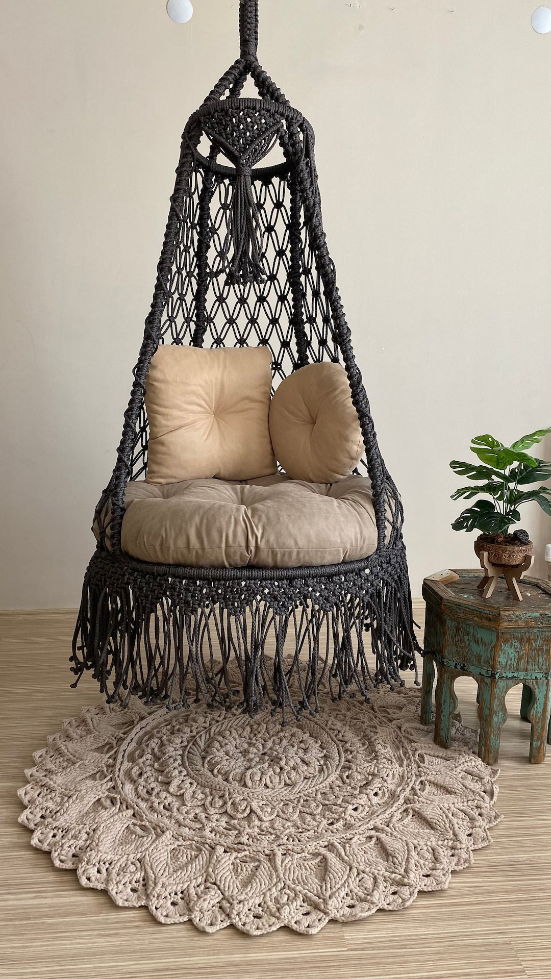 Macrame Hanging Chair, Macrame Porch Rocking Swing, Hammock Chair ...
