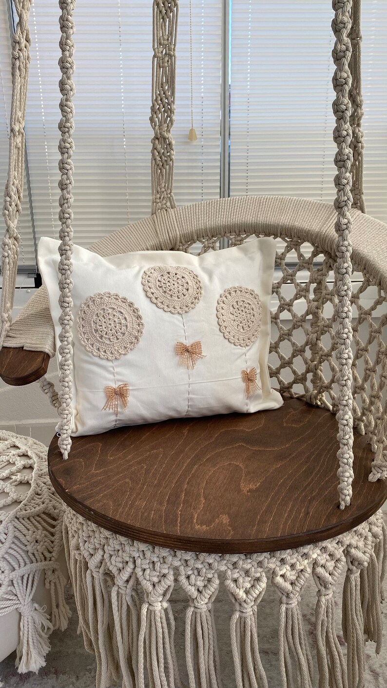 Cotton Macrame Wood Swing Hanging Chair Tree Swing Outdoor Etsy