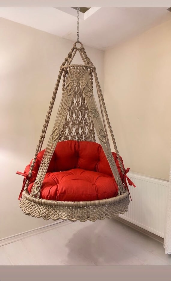 Macrame Hanging Chair Macrame Swing Indoor Swing Outdoor Hammock Swing Hammock Chair Macrame Hammock Hammock Swing Etsy