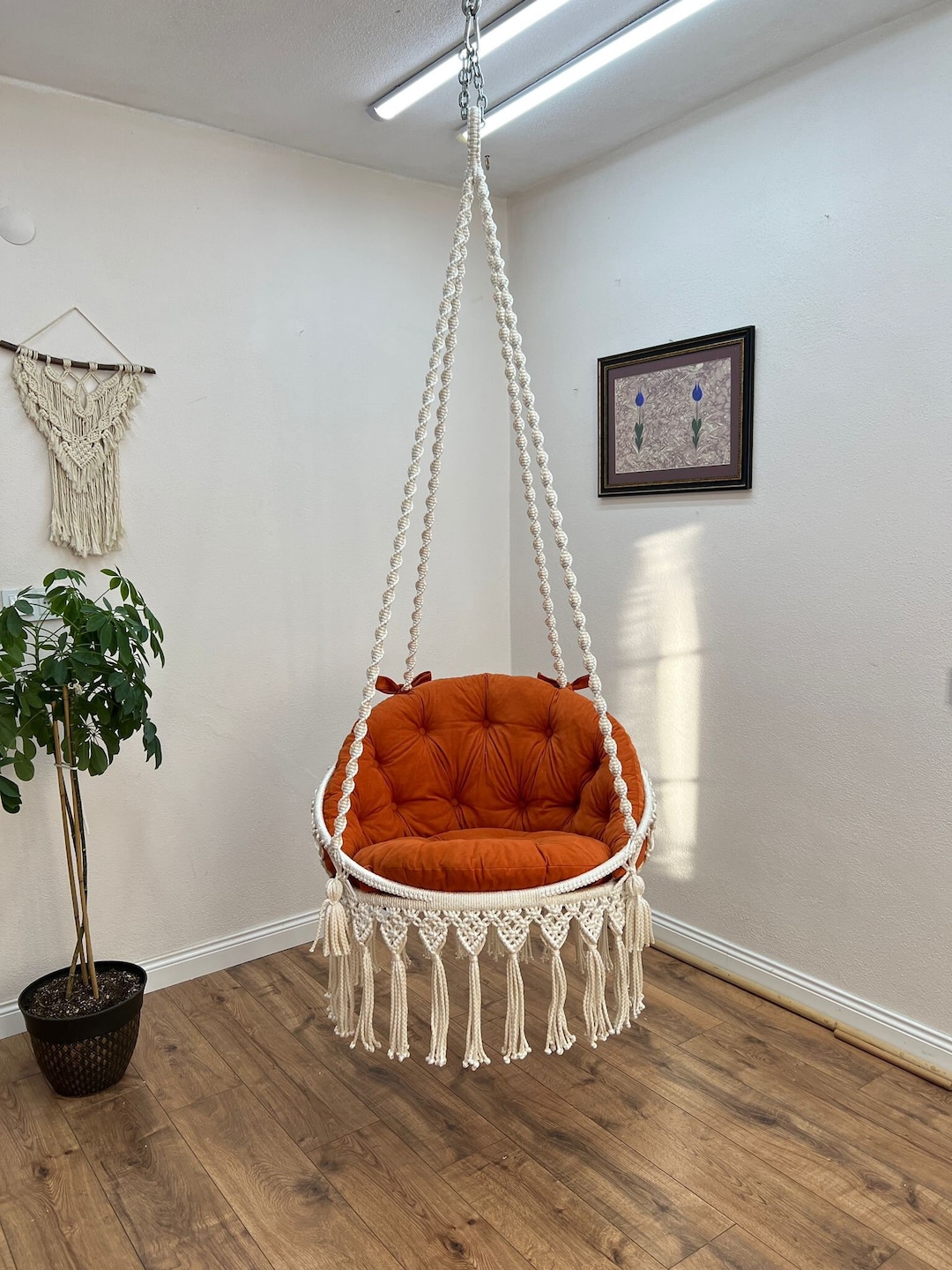 Macrame Swing, Macrame Hanging Chair, Macrame Round Swing, Hanging ...