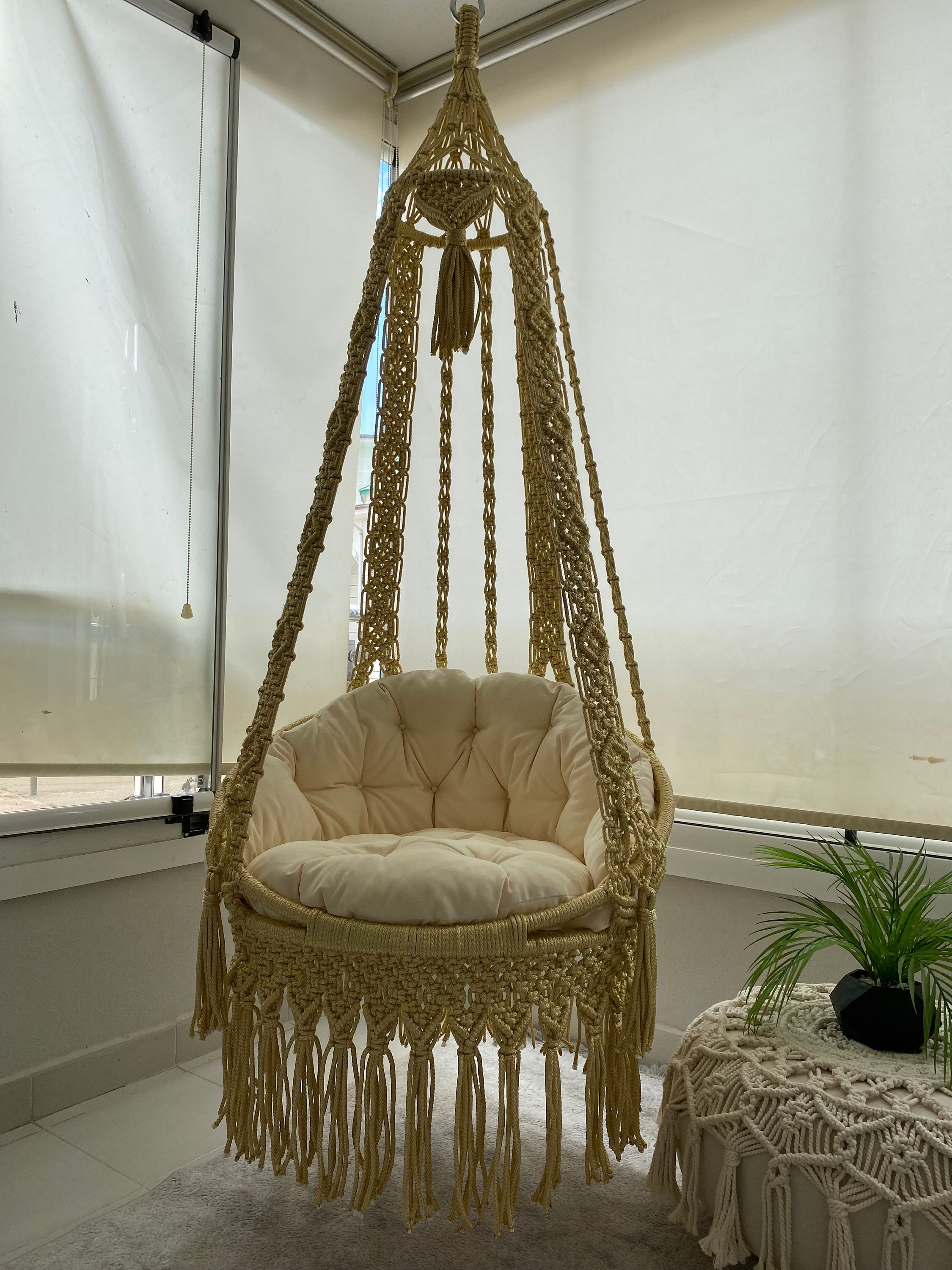 Macrame Hanging Chair Macrame Porch Rocking Swing Hammock Etsy