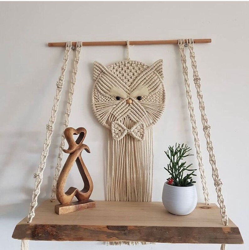 Macrame Wall Hanging Shelf Macrame Wall Shelves Wood Bead Etsy