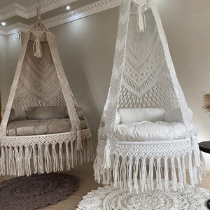 Hanging chair, Macrame swing, hängesessel, Swing chair, Macrame swing chair, hanging chair indoor, chair hanging indoor hammock, chair swing image 5