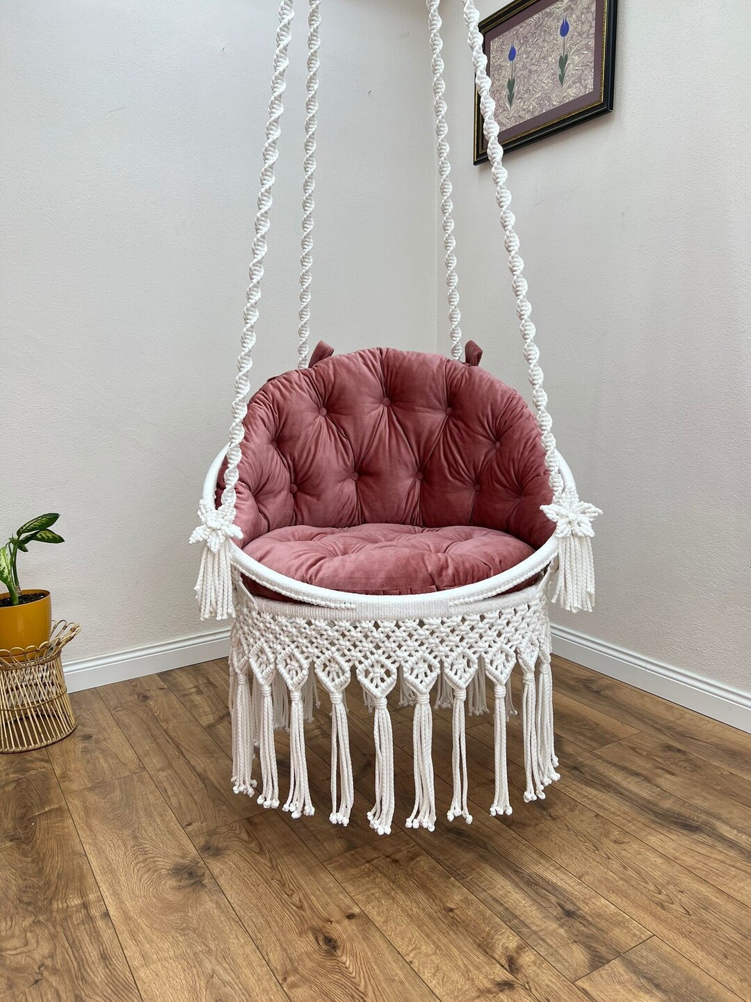 Macrame Swing, Macrame Hammock Chair, Macrame Round Swing, Hanging ...