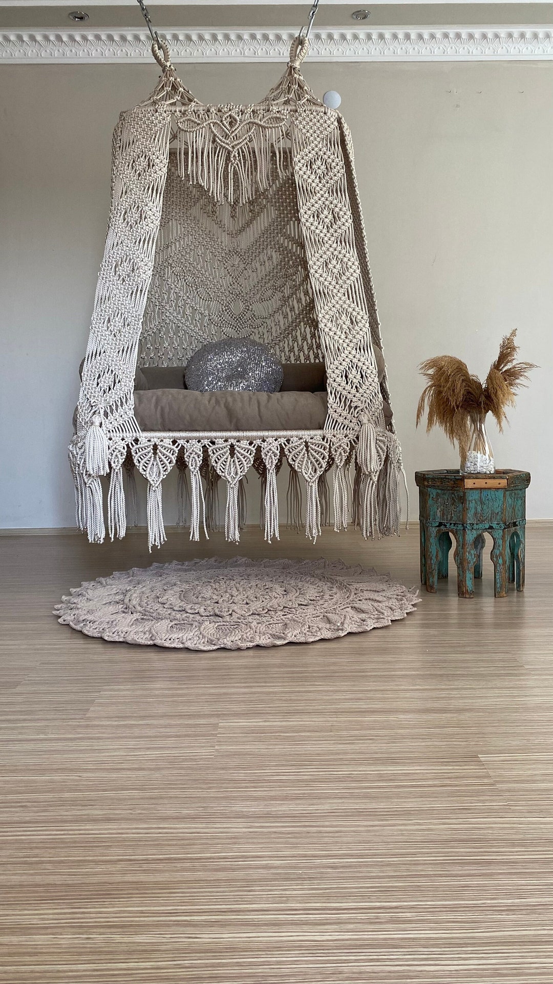 Buy Macrame Hammock Swing Chair for a Relaxing Corner, Beige Macrame  Hanging Chair, İndoor Hanging Cotton Macrame Chair, Modern Macrame Swing  Online