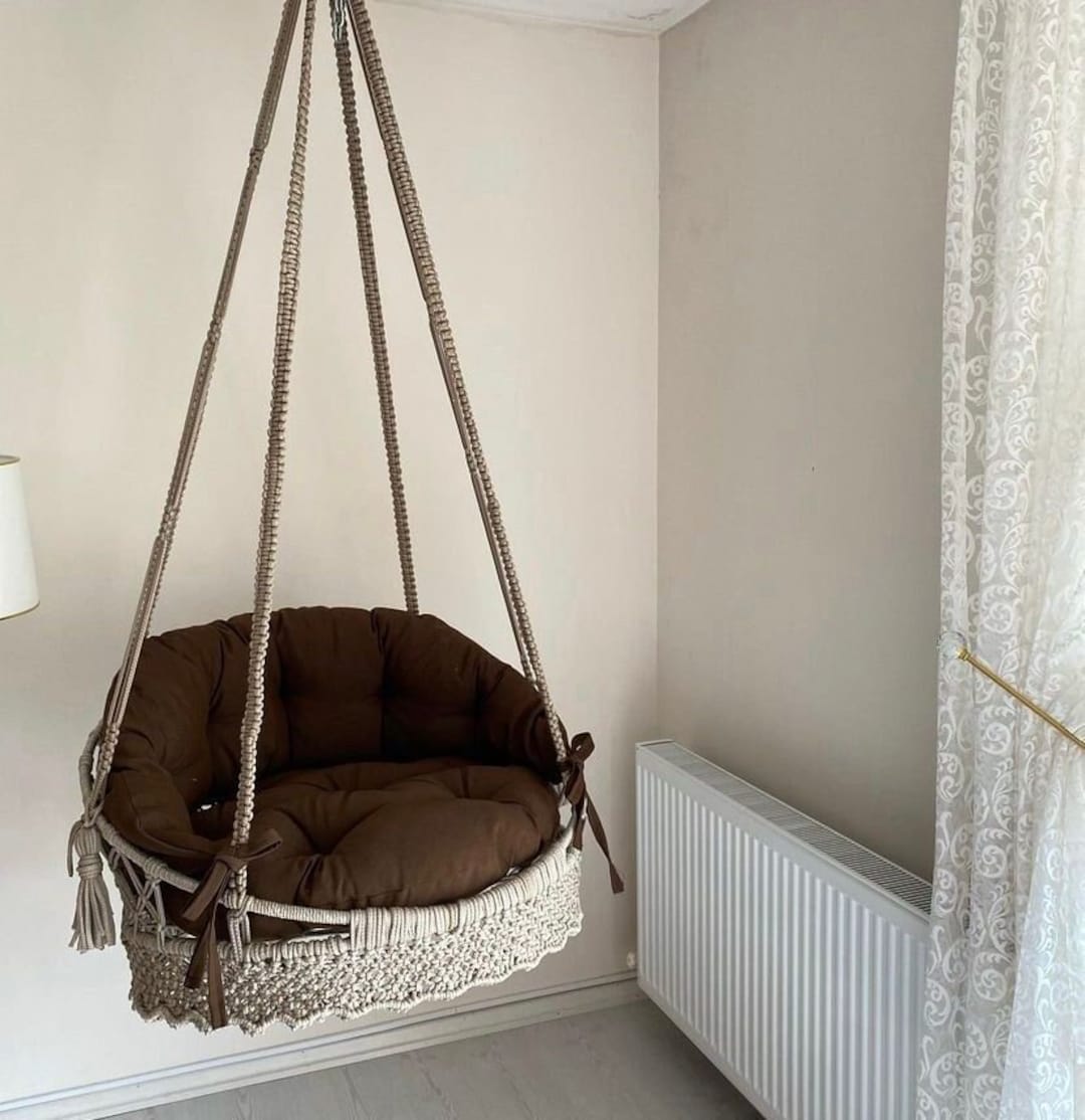Macrame Hanging Chair, Macrame Rocking Swing , Indoor Swing, Outdoor ...