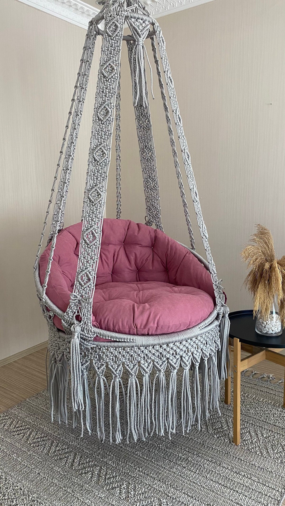 Macrame Hanging Chair, Macrame Porch Rocking Swing, Hammock Chair ...