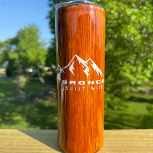 Ford Bronco Built Wild Epoxy Resin 20oz Tumbler | Ford Bronco | Bronco Nation| Ford Bronco Accessories | Wood Grain