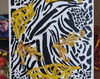 Zebra Rising 30x24 Acrylic Painting on Canvas