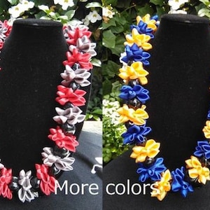 Kukui nuts with ti leaf hawaiian ribbon lei,graduation lei, wedding lei, anniversary, birthday,hula lei,Hawaiian ribbon lei,kukui nut lei,