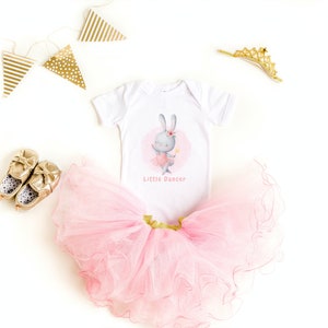 Onesie® Organic Baby Bodysuit Little Dancer    Bunny Ballerina Bodysuit   Pink Tutu Baby Shirt