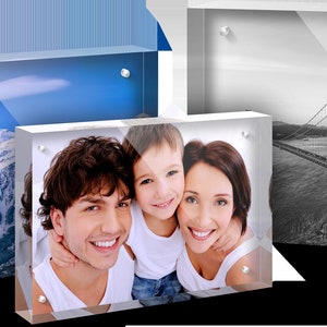 2pk Magnetic Acrylic Photo Frame Block  with 3D Effect, Either 4x6, 5x7 or 8x10