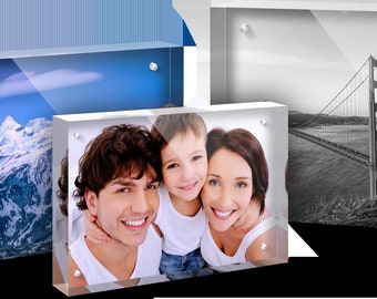 Lot de 2 blocs de cadre photo magnétique en acrylique avec effet 3D, 4 x 6, 5 x 7 ou 8 x 10