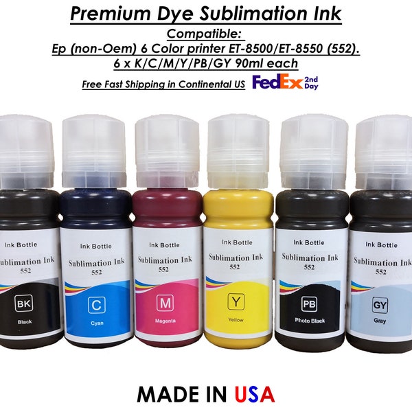 Dye Sublimation Ink Premium 6x90ml Bottles for ET-8500/ET-8550 (non-Oem)