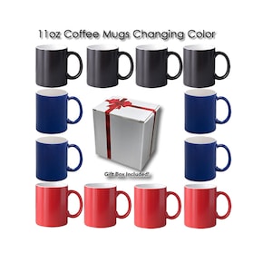 12 tazas de café de sublimación de 11 oz en blanco, que cambian de color, 3 colores a elegir