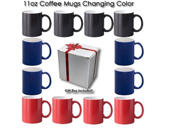 12 ébauches de tasses à café à sublimation de 11 oz, couleurs changeantes, 3 couleurs au choix