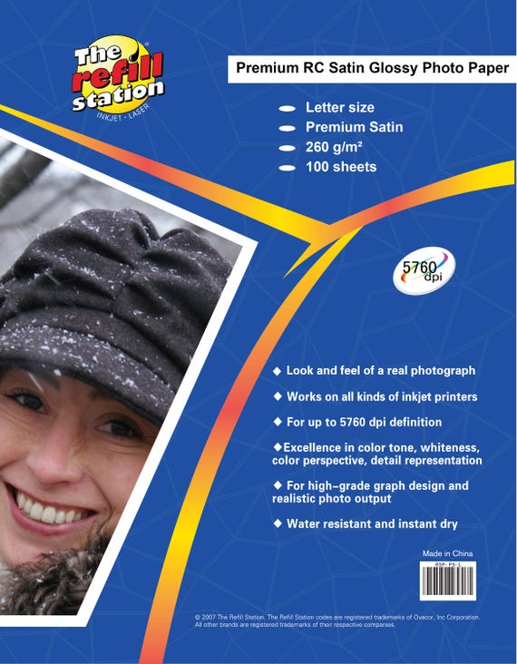 The Refill Station Ultra Premium RC Satin Glossy Photo Paper, Letter Size, 260g, 100 Sheets