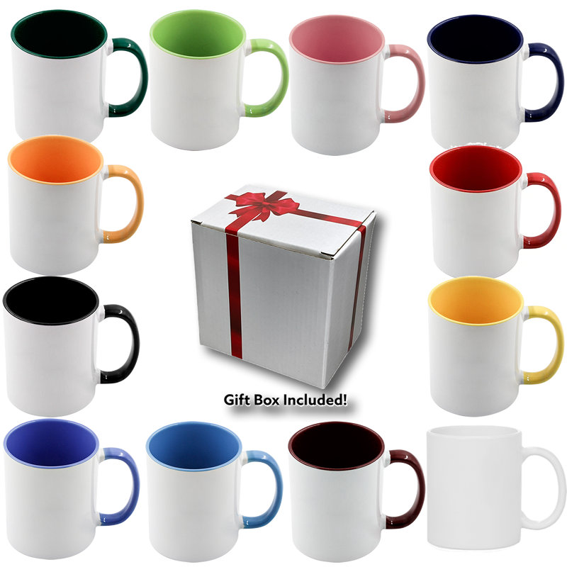 2 Sets Sublimation Mugs With Spoon For Christmas Anniversary Birthday,  White 11oz Sublimation Coffee Mugs With Gift Box