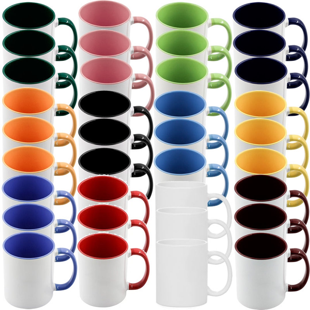 12pcs 11oz Sublimation Coffee Mugs Blanks,Two Tone Color, AAA Quality (Dark  Blue)