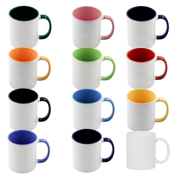 12pcs Sublimation Coffee Mugs Blanks 12oz With Spoons, 7 Color to Choose  From