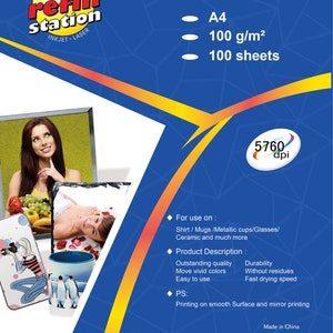 100pk Sublimation Heat Transfer Paper, Premium 95% transfer rate