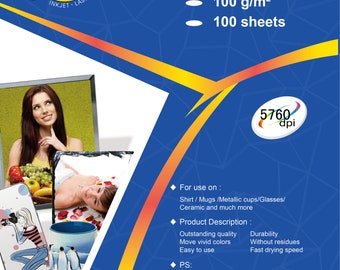 100pk Sublimation Heat Transfer Paper, Premium 95% transfer rate