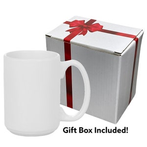12 tazas de café de sublimación en blanco, 15 oz blancas, cada taza viene en una caja de regalo.