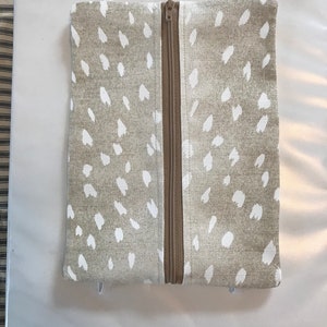 Fabric Journal Pouch, accessory pouch with elastic band for journal, notebook or planner, pencil case, zipper pencil pouch