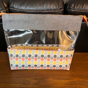Makeup, clear vinyl window small or large size, zippered, travel, cosmetic, organizer bag, pouch