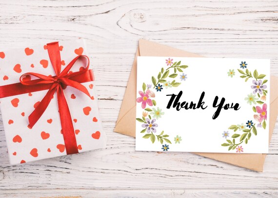 Floral Pinkish Thank You Card Printable Instant Download | Etsy