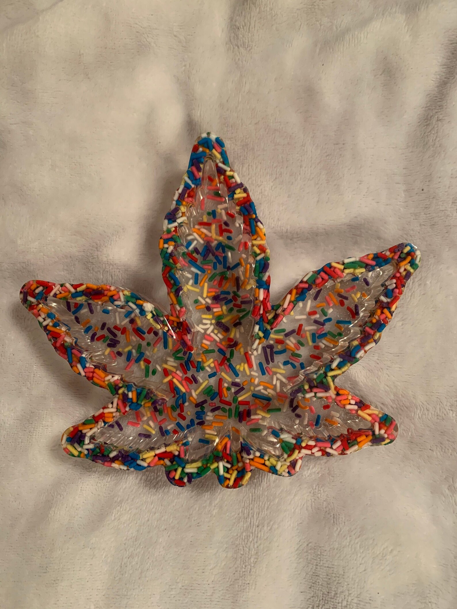 Rainbow Sprinkle Marijuana Leaf Ashtray Epoxy/Resin 4/20 Etsy