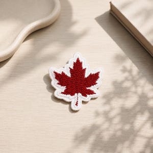 Canada Day, Mini Canada Maple Leaf Embroidered Patch | Canadian Flag Leaf Patch | Iron On or Sew On Patch for Hoodies, Jackets & Bags