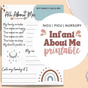 Alles over mij pasgeboren factsheet, boho babyblad, NICU, PICU, babyjongenziekenhuis, premature baby, preemie, NICU onderwijs, babyziekenhuisteken