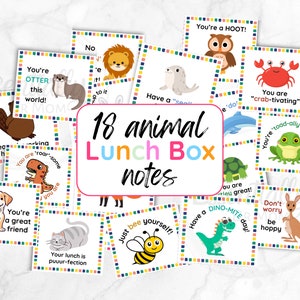 Notes de déjeuner d’animaux, cartes de boîte à lunch, notes de boîte à lunch de blague, carte d’encouragement, enseignement imprimable, note de rentrée scolaire, notes de déjeuner pour les enfants