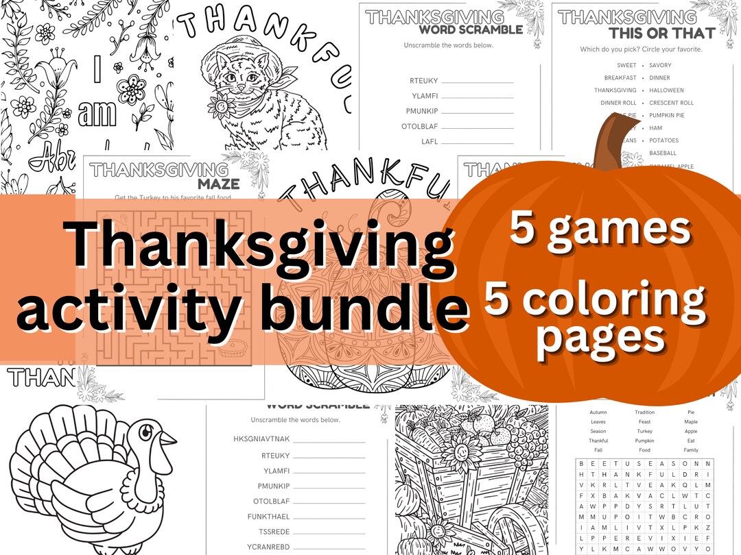 Thanksgiving Games, Family Games Bundle, Thanksgiving Printable Games ...
