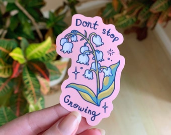 Lily of the Valley Matte Vinyl Sticker | cute kawaii hydroflask laptop pastel aesthetic funny gift positivity art self love flower pink