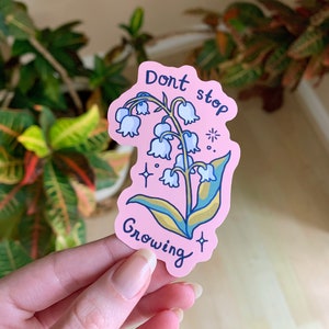 Maiglöckchen Matte Vinyl Aufkleber | kawaii Trinkflasche Laptop Pastell ästhetische lustige Geschenk Positivität Kunst Selbstliebe Blume rosa