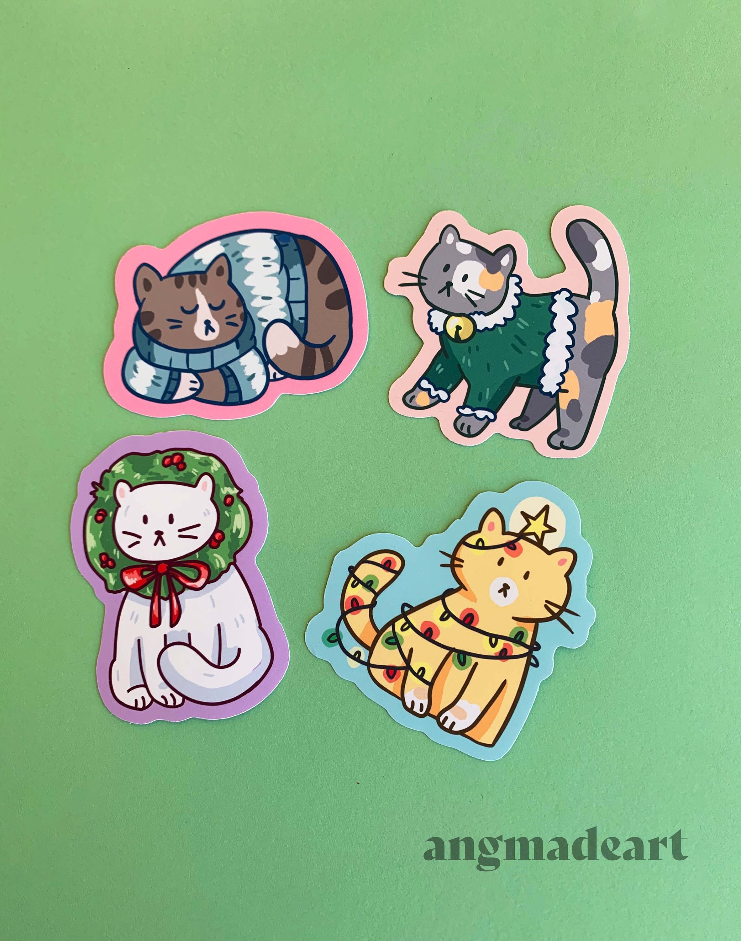 Cozy Kitties Holiday Sticker Pack Vinyl Matte | Christmas Winter Cats ...