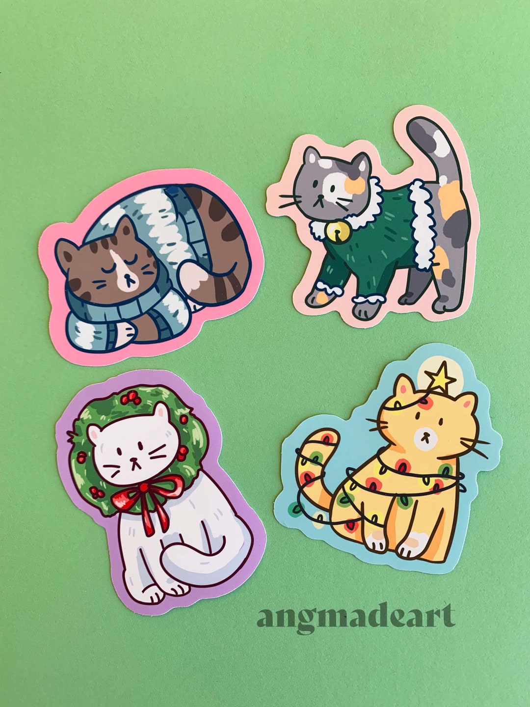 Cozy Kitties Holiday Sticker Pack Vinyl Matte | Christmas Winter Cats ...