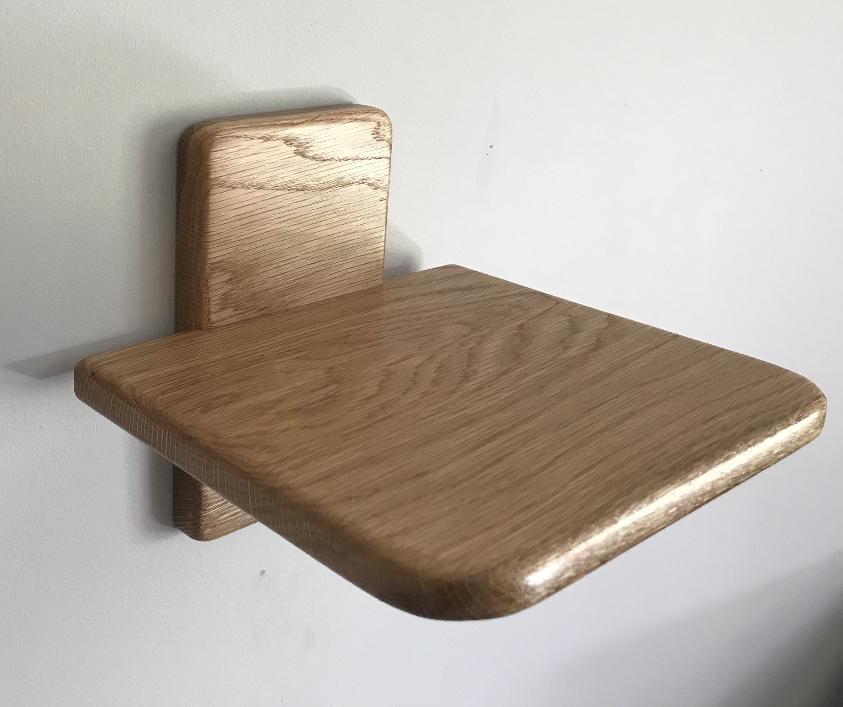 Solid oak compact wall shelf with a back panel rounded edges Etsy