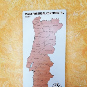 Mappa puzzle del Portogallo, arte della parete in legno, mappa puzzle, mappa del Portogallo in legno | puzzle della mappa | Compensato da viaggio con mappa inglese | mappa educativa