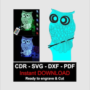 Pode incluir: Um download de arquivo digital de um design detalhado de arte de linha de uma coruja empoleirada em um galho. O design é em azul e preto e está pronto para ser gravado ou cortado.