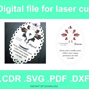 Archivo vectorial religioso, descarga instantánea escapular, elemento de la iglesia, regalo de fe colgante, corte láser cruzado, cdr svg pdf dxf zip de 3 capas, comunión