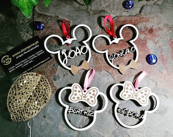 Personalised Mickey & Minnie Ornaments, Personalised Bauble, Christmas Tree decoration, Christmas Gifts, tree pendants, disney decor, kids