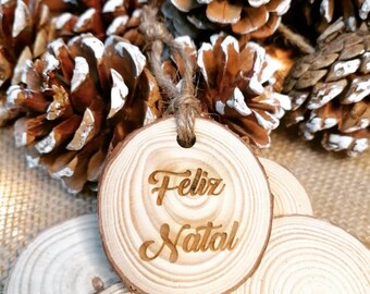 Wood Slice Christmas Ornament Tag, Rustic Christmas Decorations, Farmhouse Christmas Ornaments, ornements de Noël, Rustic wood pendant