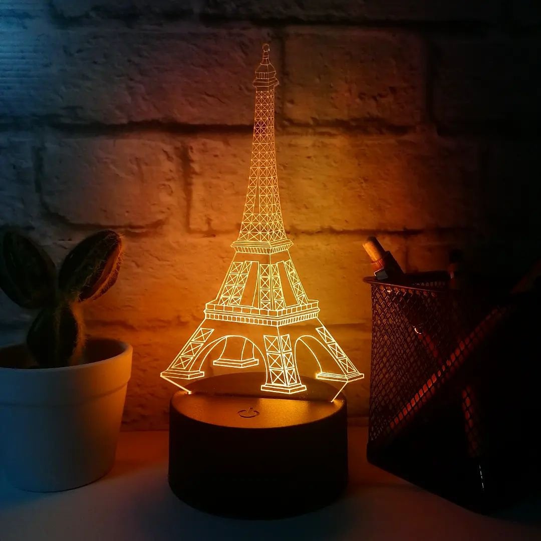 Eiffel Tower Led Light Lamp France Ornament 3D Illusion Lamp