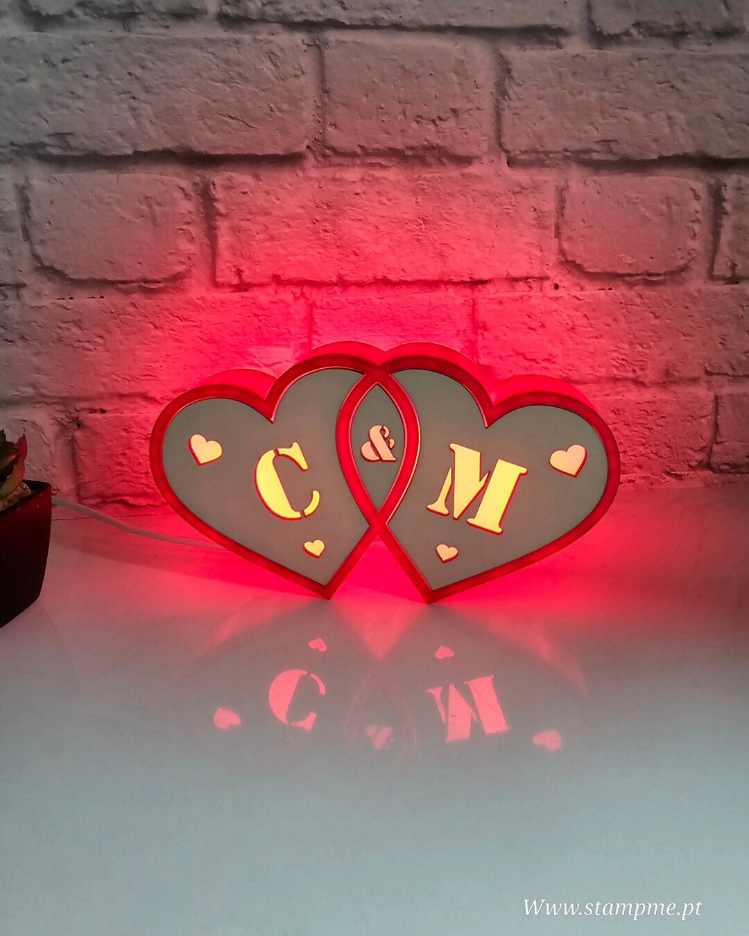Led Heart Card Led Light Heart With Name Initials, 3d Printed Valentines Day Gift for ...